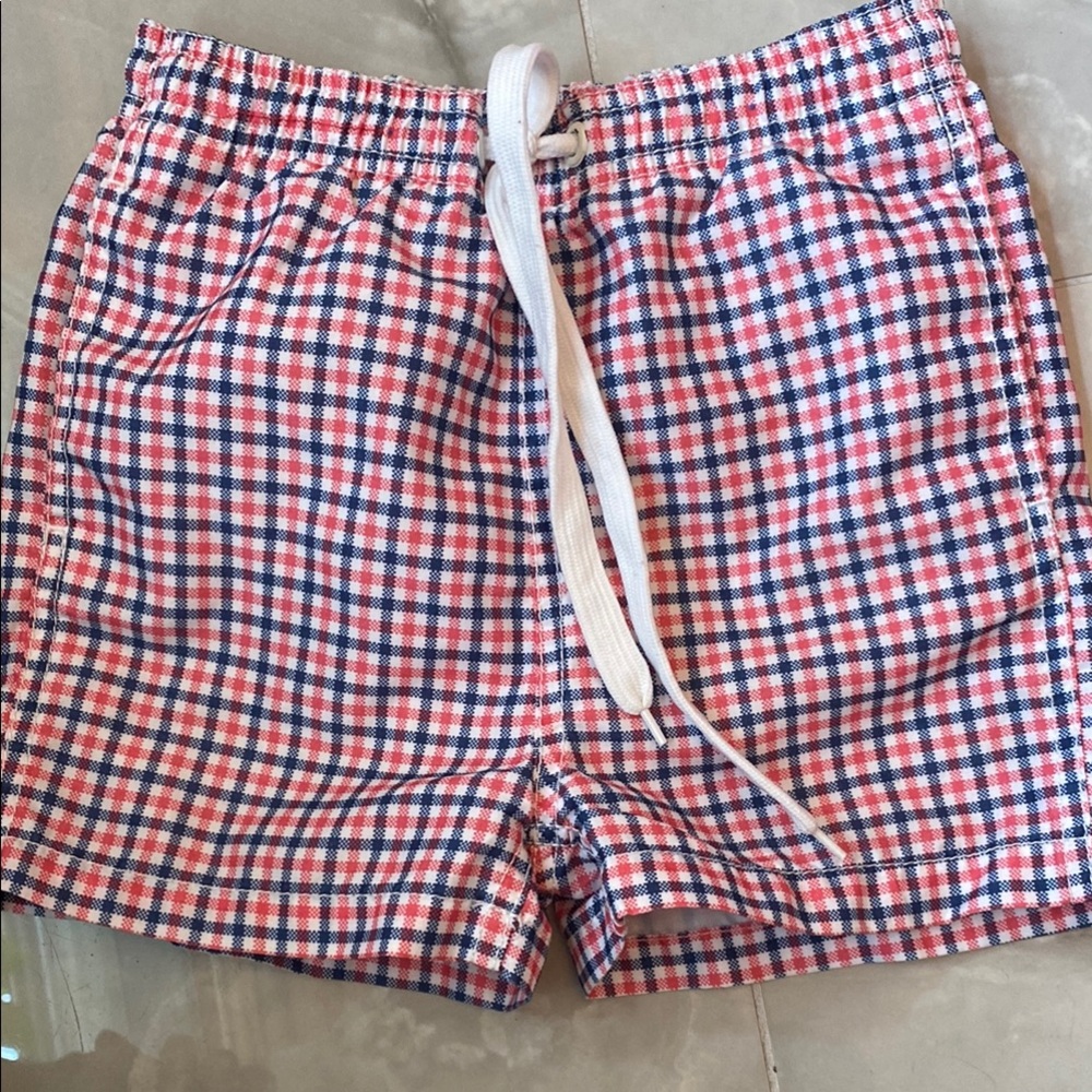 Kanu Surf Red and Blue Plaid Shorts